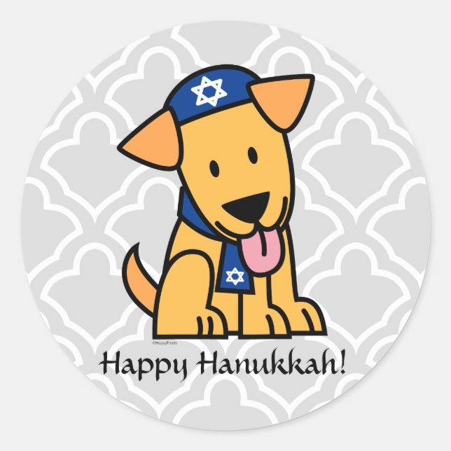 Hanukkah Jewish Labrador Retriever Puppy Dog Runder Aufkleber (Vorderseite)