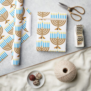 Hanukkah Jewish Menorah Hebrew Geschenk Geschenkpapier