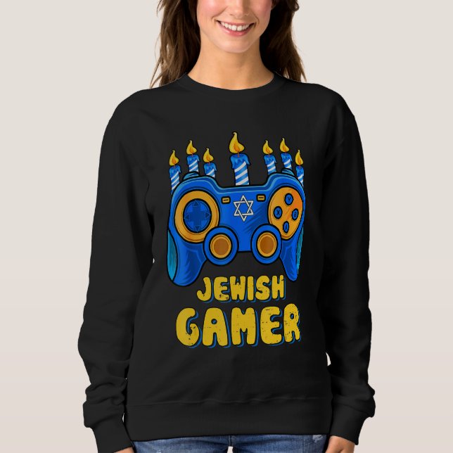 Hanukkah Jewish Video Game Controller Gamer Chanuk Sweatshirt (Vorderseite)