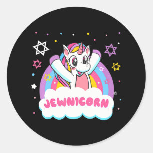 Hanukkah Jewnicorn Runder Aufkleber