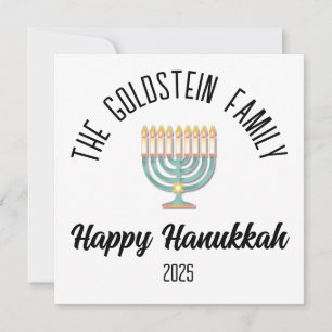 Hanukkah Jüdische Chanuka Personalisiert Familienn Feiertagskarte