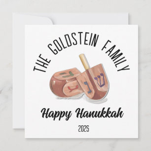 Hanukkah Jüdische Chanuka Personalisiert Familienn Feiertagskarte