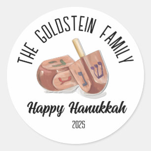 Hanukkah Jüdische Chanuka Personalisiert Familienn Runder Aufkleber