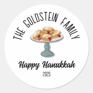 Hanukkah Jüdische Chanuka Personalisiert Familienn Runder Aufkleber
