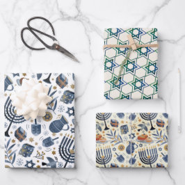 Hanukkah Jüdische Feiertage Klassische rustikale S Geschenkpapier Set