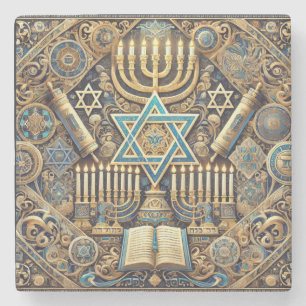 Hanukkah jüdische Servietten Menora Steinuntersetzer