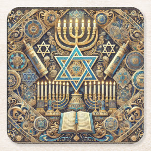 Hanukkah jüdische Servietten Menorah Rechteckiger Pappuntersetzer