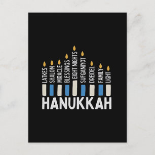 Hanukkah jüdischer Holiday Menorah Juden Feiertagspostkarte