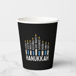 Hanukkah jüdischer Holiday Menorah Juden Pappbecher