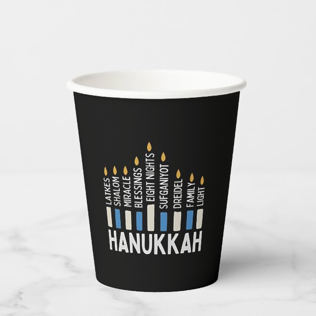 Hanukkah jüdischer Holiday Menorah Juden Pappbecher (Vorderseite)