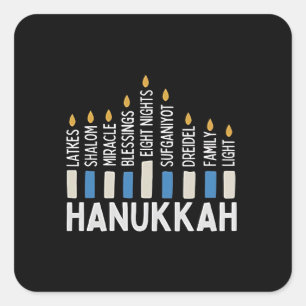 Hanukkah jüdischer Holiday Menorah Juden Quadratischer Aufkleber