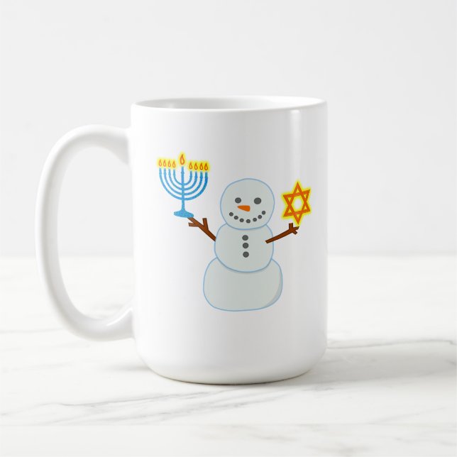Hanukkah Jüdischer niedlicher Schneemann Menorah S Kaffeetasse (Links)