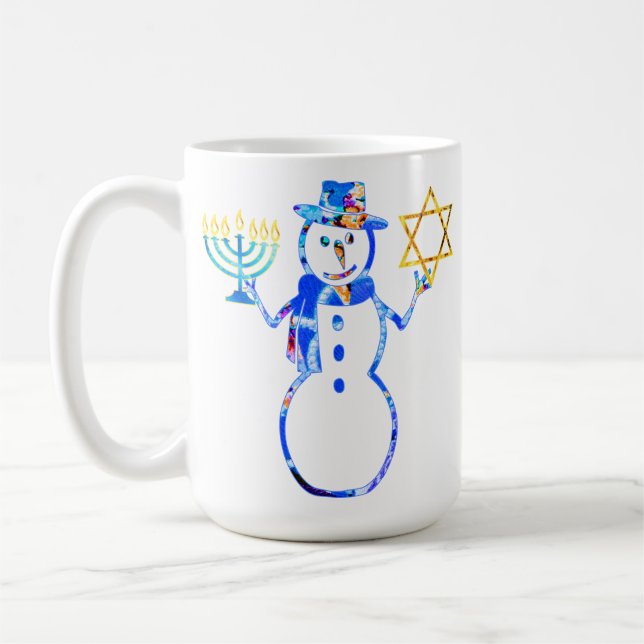 Hanukkah Jüdischer niedlicher Schneemann Menorah S Kaffeetasse (Links)