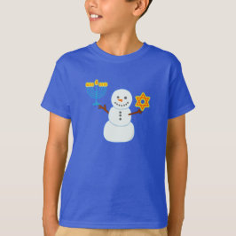 Hanukkah Jüdischer niedlicher Schneemann Menorah S T-Shirt