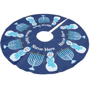 Hanukkah jüdischer Snowman Menorah Chrismukka Spaß Polyester Weihnachtsbaumdecke