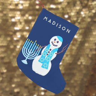 Hanukkah Juwish Snowman Menorah SML Chrismukkah Kleiner Weihnachtsstrumpf