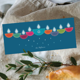 Hanukkah-Karte Farbenfrohe Öllampe Menorah Aqu