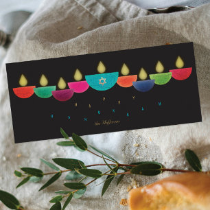 Hanukkah-Karte Farbenfrohe Öllampe Menorah Sch