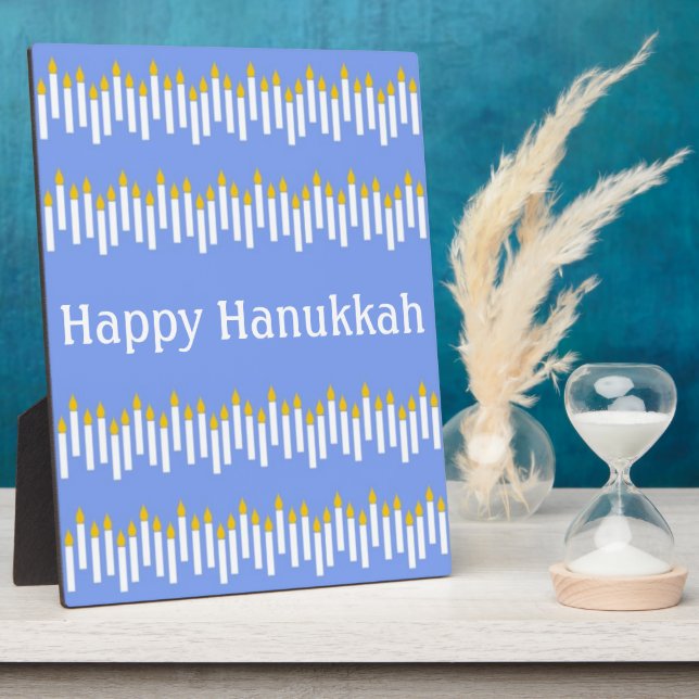 Hanukkah-Kerzen auf blau Fotoplatte (Seite)