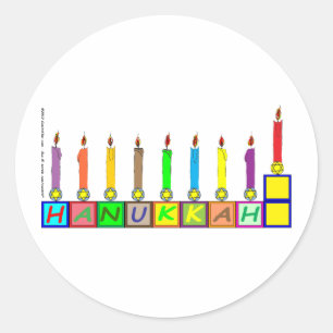 Hanukkah Kinderblocksteine menorah Runder Aufkleber