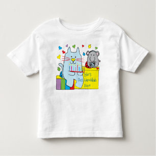 Hanukkah Kleinkind Jersey T - Shirt Blue Cat und M