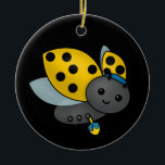 Hanukkah Ladybug Keramik Ornament<br><div class="desc">Niedliche Hanukkah Ladybug in einer Kappe mit einem dreidel.</div>