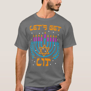 Hanukkah Lasse Lit Menorah Funny Hebrew jüdisch T-Shirt