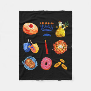 Hanukkah Latke Menora Dreidel Donut Chanukah Jüdis Fleecedecke