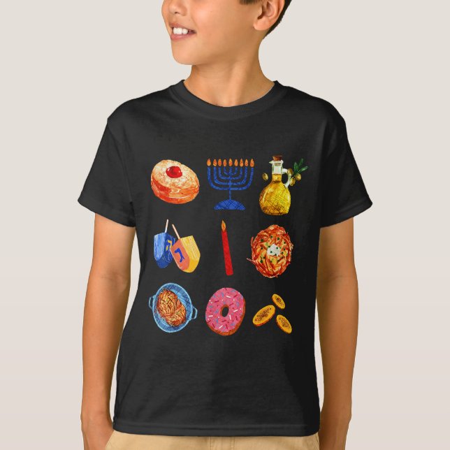 Hanukkah Latke Menorah Dreidel Donut Chanukah Jewi T-Shirt (Vorderseite)