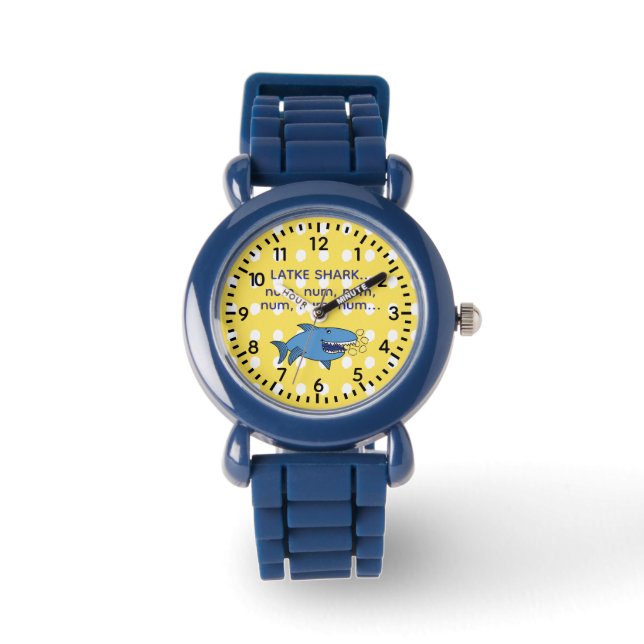 Hanukkah Latke Shark Watch Personalize Armbanduhr (Vorderseite)