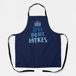 Hanukkah Latkes | Fun Typografy Blue Schürze