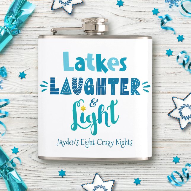 Hanukkah Latkes Laghter Light Funny Individuelle N Flachmann (Von Creator hochgeladen)