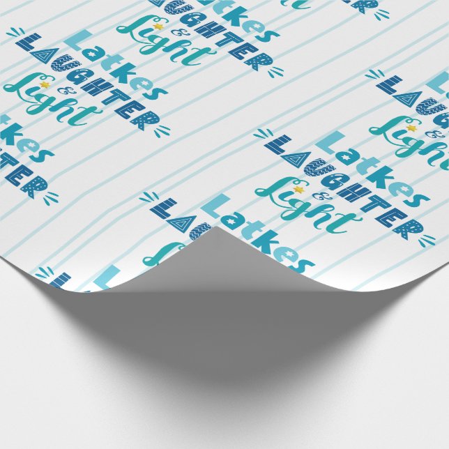 Hanukkah Latkes Laghter Light Modern Typografy Geschenkpapier (Ecke)