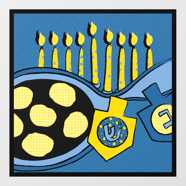 Hanukkah Latkes Menorah Dreidel Fensterklammer Fensteraufkleber (Blatt)