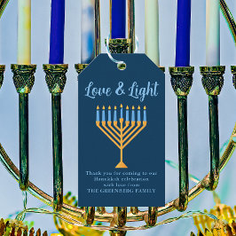 Hanukkah Liebe & Light Custom Menorah Blue Party Geschenkanhänger