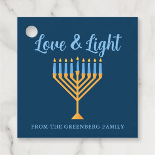 Hanukkah Liebe & Light Custom Menorah Blue Party Geschenkanhänger