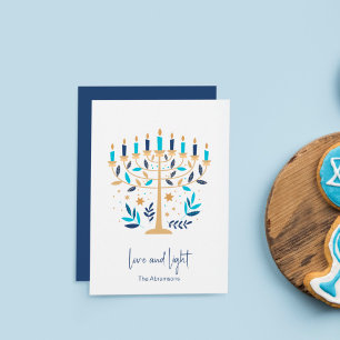 Hanukkah Liebe & Light Floral Menorah Card Einladung