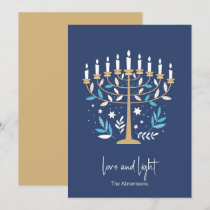Hanukkah Liebe & Light Floral Menorah Card Feiertagskarte