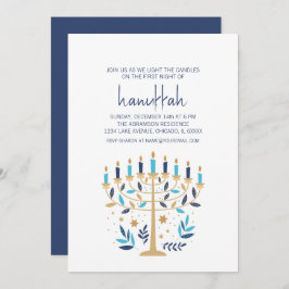 Hanukkah Liebe & Light Floral Menorah Feiertag Par Einladung