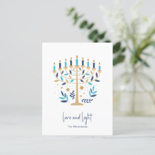 Hanukkah Liebe & Light Floral Menorah Feiertagspostkarte