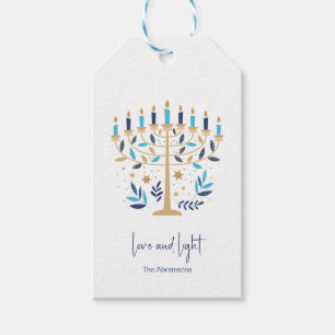 Hanukkah Liebe & Light Floral Menorah Geschenkanhänger
