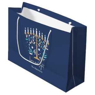 Hanukkah Liebe & Light Floral Menorah Große Geschenktüte