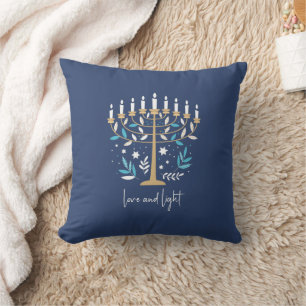 Hanukkah Liebe & Light Floral Menorah Kissen