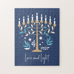 Hanukkah Liebe & Light Floral Menorah Puzzle