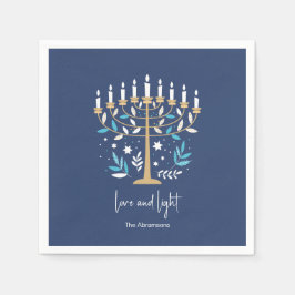 Hanukkah Liebe & Light Floral Menorah Serviette