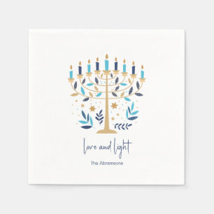 Hanukkah Liebe & Light Floral Menorah Serviette