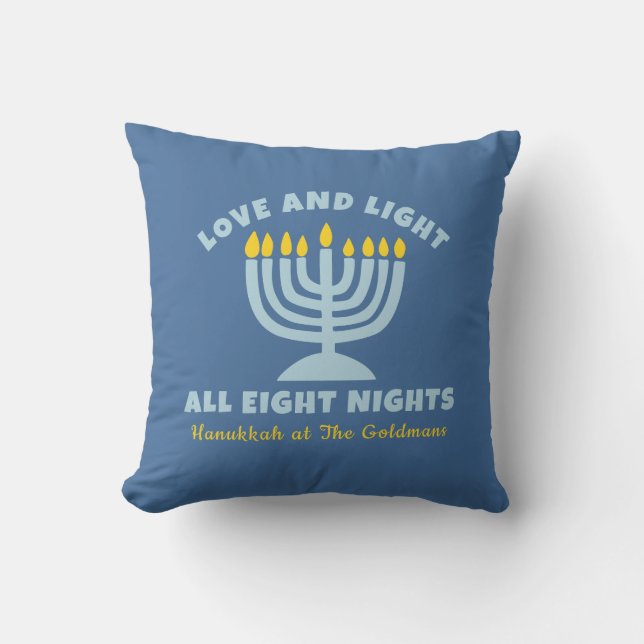 Hanukkah "Liebe und Licht" Personalisiertes jüdisc Kissen (Vorderseite)
