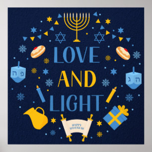 Hanukkah Liebe und Lichtplakat Poster