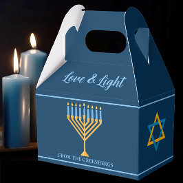 Hanukkah Liebe und Light Menorah Custom Blue Party Geschenkschachtel