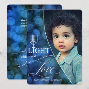 Hanukkah Light und Liebe mit Name und Foto Feiertagskarte